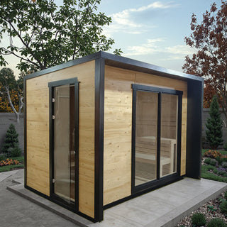 6-person Square Luxury Outdoor Sauna with Private Changing Room - XPO