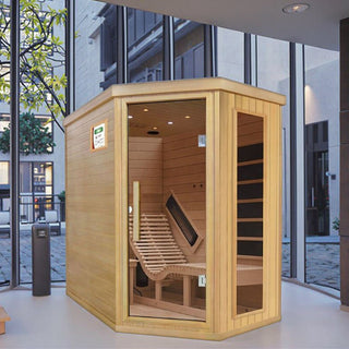 1 Person Far Infrared Red Cedar Indoor Sauna with Recliner & 7-Color LED Lights