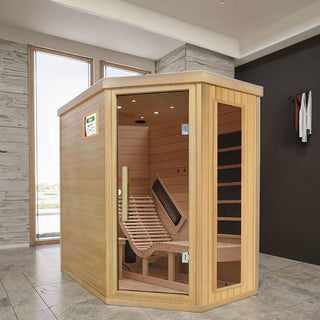 1 Person Far Infrared Red Cedar Indoor Sauna with Recliner & 7-Color LED Lights