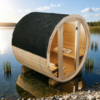 4.9 Ft Outdoor Barrel Sauna – 2-Person Traditional Steam Sauna Kit (Red Cedar or Hemlock)