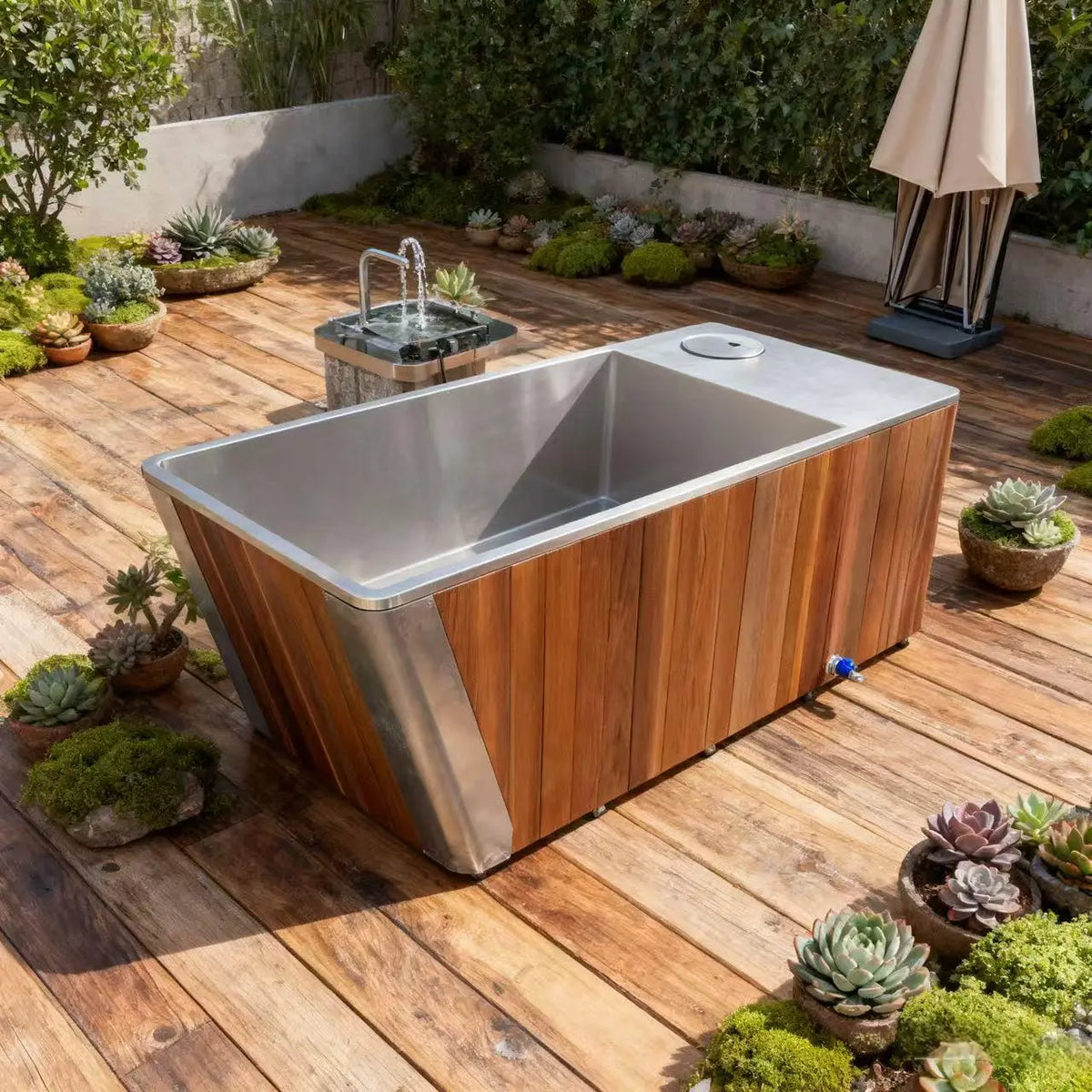 Wooden All-in-One Ice Tub – Cold Plunge Bath with Chiller for Recovery & Wellness