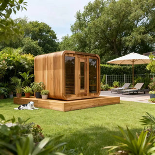 Outdoor Square Red Cedar Sauna – 4-6 Person Traditional Steam Sauna with Electric or Wood-Burning Heater Anyi Health