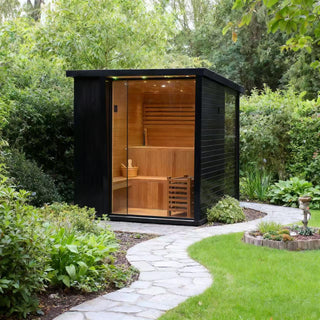 Outdoor Black Square Steam Sauna | Canadian Hemlock