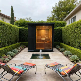 New Luxury High-End Black Square Outdoor Sauna – Modern Backyard Wellness Cabin Anyi Health