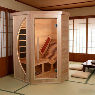 1 Person Far Infrared Red Cedar Indoor Sauna with Recliner & 7-Color LED Lights Anyi Health