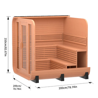 Patchwork Red Cedar Outdoor Square Sauna – Traditional Steam Kit Anyi Health