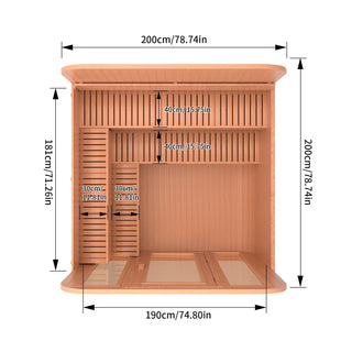 Patchwork Red Cedar Outdoor Square Sauna – Traditional Steam Kit Anyi Health