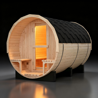 4-6 Person Outdoor Barrel Sauna - Premium White Pine Wood, All-Weather Design for Backyard Relaxation Anyi Health