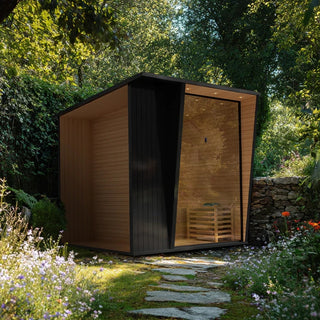 Outdoor Black Square Steam Sauna | Canadian Hemlock