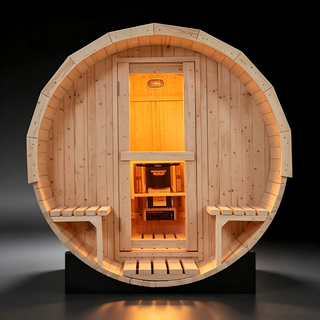 4-6 Person Outdoor Barrel Sauna - Premium White Pine Wood, All-Weather Design for Backyard Relaxation Anyi Health