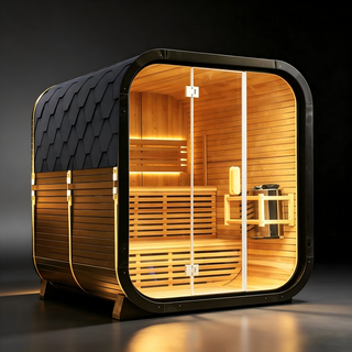 Outdoor Spruce Traditional Steam Sauna, Square Sauna Room with Tempered Glass Door, Home Spa Sauna Kit for Outdoor Wellness & Relaxation Anyi Health