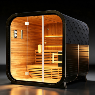 Outdoor Spruce Traditional Steam Sauna, Square Sauna Room with Tempered Glass Door, Home Spa Sauna Kit for Outdoor Wellness & Relaxation Anyi Health