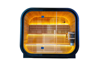 Outdoor Traditional Square Steam Sauna, Carbonized Spruce Wood Sauna Room with Weatherproof Asphalt Shingle Roof, Home Spa Sauna Kit with Tempered Glass Door & Sauna Accessories Anyi Health