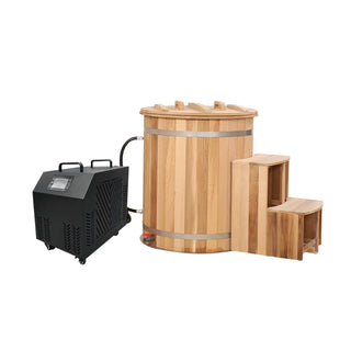 Round Red Cedar Cold Plunge Tub – Wooden Cryotherapy Spa Barrel for Recovery & Wellness Anyi Health