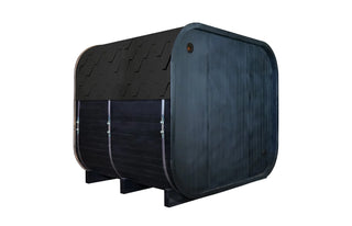 Outdoor Traditional Square Steam Sauna, Carbonized Spruce Wood Sauna Room with Weatherproof Asphalt Shingle Roof, Home Spa Sauna Kit with Tempered Glass Door & Sauna Accessories Anyi Health