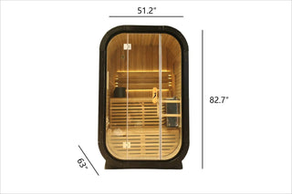 Knot Cedar Traditional Steam Outdoor Square Sauna – 1-2 Person Nordic Wellness Retreat Anyi Health