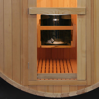 4 Person Outdoor Barrel Sauna, Canadian Hemlock Traditional Steam Barrel Sauna Kit with Outdoor Waterproof Tile, Lava Rocks and More