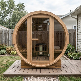 4.9 Ft Outdoor Barrel Sauna – 2-Person Traditional Steam Sauna Kit Anyi Health