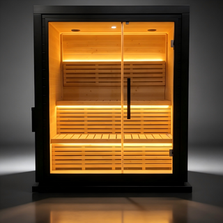 Black Outdoor Spruce Sauna Room for 4-6 People Anyi Health