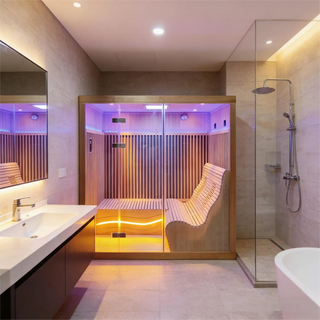 3-6 Person Far Infrared Reclining Chair Hemlock Sauna Room - Reclining Chair + Regular Seat Anyi Health