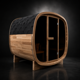 4-Person Premium Canadian Red Cedar Outdoor Traditional Steam Sauna with Tinted Glass Panels Anyi Health