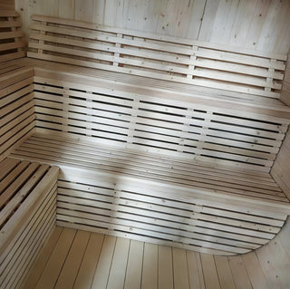 4-6 Person Outdoor Square Traditional White Pine Steam Sauna with Tempered Glass Panels & Weatherproof Roof Anyi Health
