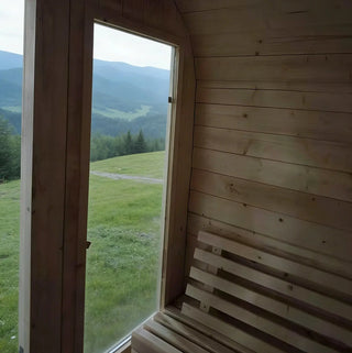 4-6 Person Outdoor Square Traditional White Pine Steam Sauna with Tempered Glass Panels & Weatherproof Roof Anyi Health