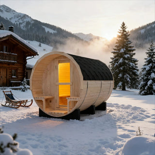 4–6 Person Outdoor Barrel Sauna | Premium White Spruce Traditional Steam Sauna with Accessories Anyi Health