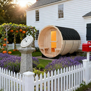 4–6 Person Outdoor Barrel Sauna | Premium White Spruce Traditional Steam Sauna with Accessories Anyi Health