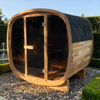 4-Person Premium Canadian Red Cedar Outdoor Traditional Steam Sauna with Tinted Glass Panels Spacious Backyard Home Sauna Room for Family & Friend Wellness Gatherings Anyi Health