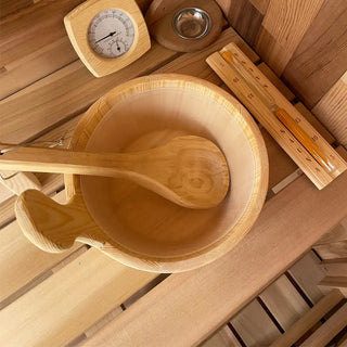 4-Person Premium Canadian Red Cedar Outdoor Traditional Steam Sauna with Tinted Glass Panels Spacious Backyard Home Sauna Room for Family & Friend Wellness Gatherings Anyi Health