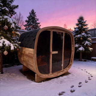 4-Person Premium Canadian Red Cedar Outdoor Traditional Steam Sauna with Tinted Glass Panels Spacious Backyard Home Sauna Room for Family & Friend Wellness Gatherings Anyi Health