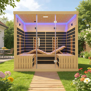 4-6 Person Far Infrared Hemlock Sauna Room - Adjustable Seating Anyi Health