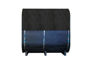 Outdoor Traditional Square Steam Sauna, Carbonized Spruce Wood Sauna Room with Weatherproof Asphalt Shingle Roof, Home Spa Sauna Kit with Tempered Glass Door & Sauna Accessories Anyi Health