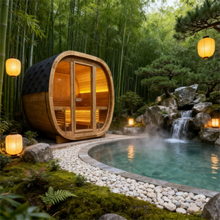 4-Person Brown Square Outdoor Sauna – Traditional Steam Backyard Wellness Cabin Anyi Health