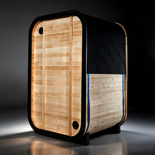 Outdoor Far Infrared Sauna – Carbonized Spruce Wood, Dark Tea-Tinted Glass Anyi Health