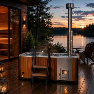 Wood Fired Hot Tub with 12 SPA Jets | Stainless Steel Outdoor Hot Tub Anyi Health