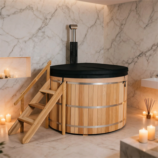 Built-In Oven Heated Wooden Hot Tub – Traditional Wood-Fired Spa Anyi Health