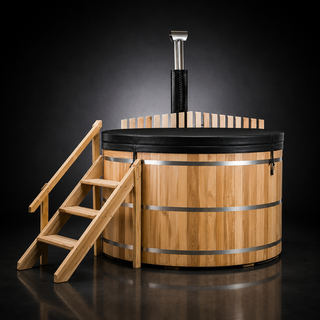 Built-In Oven Wood Fired Hot Tub – Red Cedar Outdoor Wooden Hot Tub for 1 Person Anyi Health
