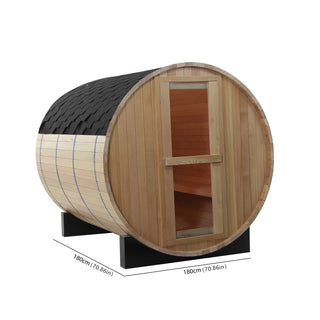 4 Person Outdoor Barrel Sauna, Canadian Hemlock Traditional Steam Barrel Sauna Kit with Outdoor Waterproof Tile, Lava Rocks and More