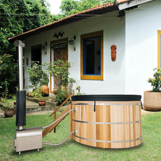 External Oven Heated Wooden Hot Tub – Traditional Outdoor Spa Anyi Health
