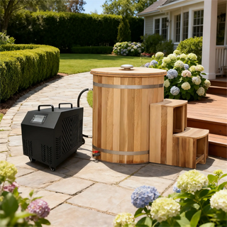 Round Red Cedar Cold Plunge Tub – Wooden Cryotherapy Spa Barrel for Recovery & Wellness Anyi Health