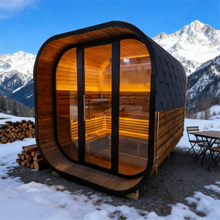 New 4-6 person Black Square Premium Thermo Spruce Wood Outdoor Sauna-FFF Anyi Health