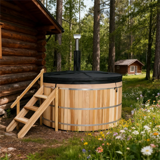 Built-In Oven Heated Wooden Hot Tub – Traditional Wood-Fired Spa Anyi Health