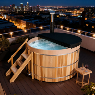 Built-In Oven Heated Wooden Hot Tub – Traditional Wood-Fired Spa Anyi Health