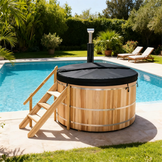 Built-In Oven Heated Wooden Hot Tub – Traditional Wood-Fired Spa Anyi Health
