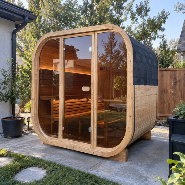 Anyi Anyi-7 Square Outdoor Sauna Carbonized Spruce Wood 3-4 Person
