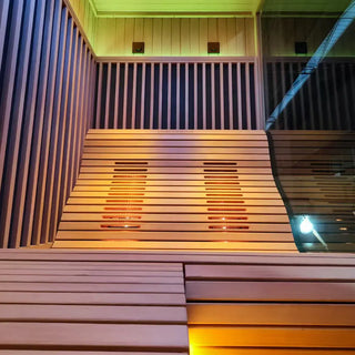 3-6 Person Far Infrared Reclining Chair Hemlock Sauna Room - Reclining Chair + Regular Seat Anyi Health