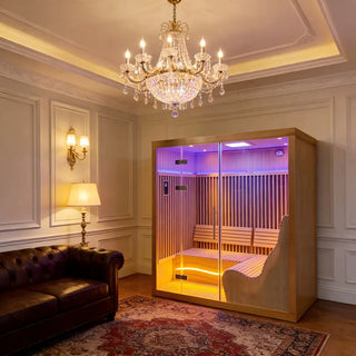 2-6 Person Far Infrared Reclining Chair Hemlock Sauna Room - Reclining Chair + Regular Seat Anyi Health