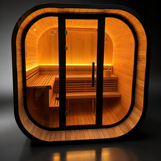 New 4-6 person Black Square Premium Thermo Spruce Wood Outdoor Sauna-FFF Anyi Health